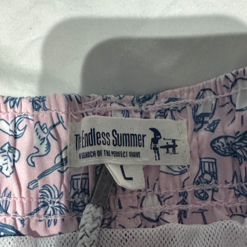 Men's Pink Patterned Swim Trunks - Picture 2 of 2